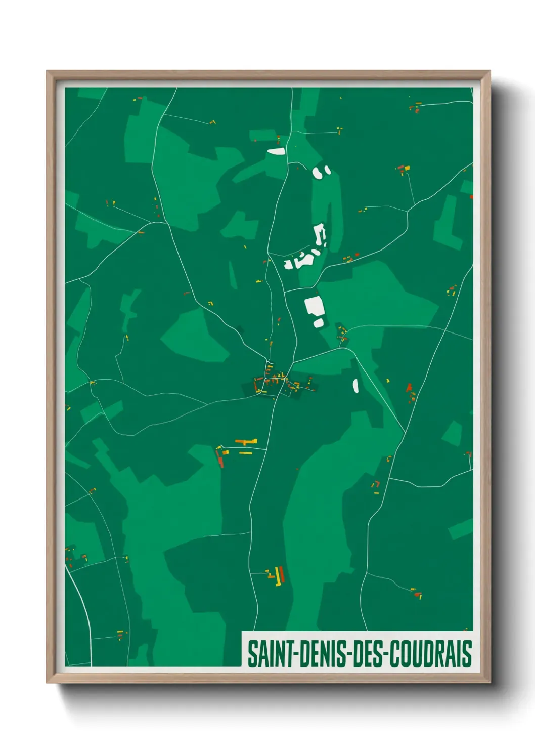 Un poster carte Saint-Denis-des-Coudrais