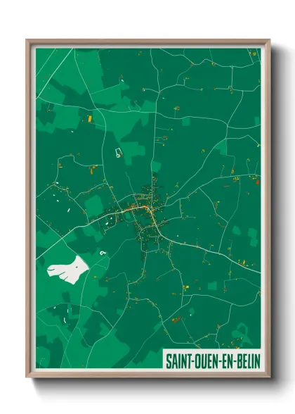 Une affiche de carte sur Saint-Ouen-en-Belin