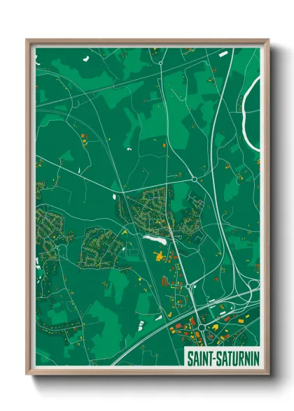 Une affiche de carte sur Saint-Saturnin