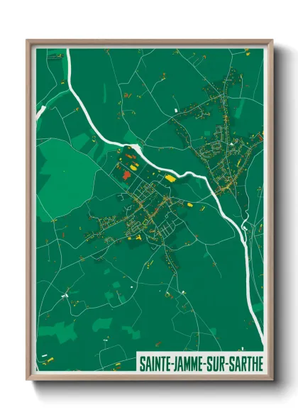Une affiche de carte sur Sainte-Jamme-sur-Sarthe