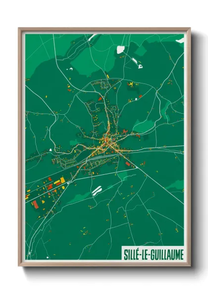 Une affiche de carte sur Sillé-le-Guillaume