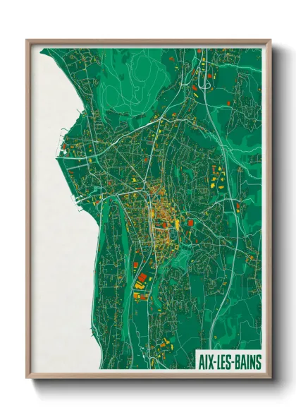 Une affiche de carte sur Aix-les-Bains