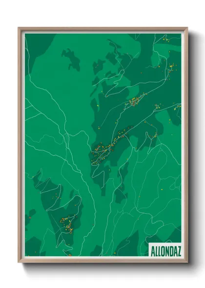 Une affiche de carte sur Allondaz