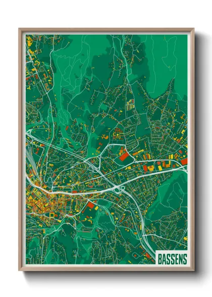 Une affiche de carte sur Bassens