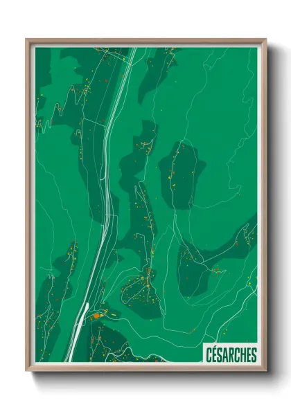 Une affiche de carte sur Césarches