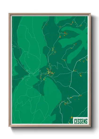 Une affiche de carte sur Cessens