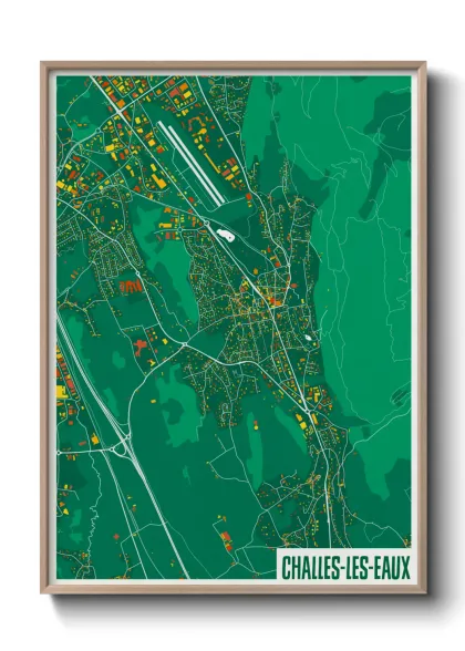 Une affiche de carte sur Challes-les-Eaux