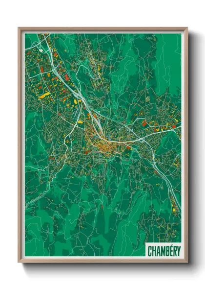Une affiche de carte sur Chambéry