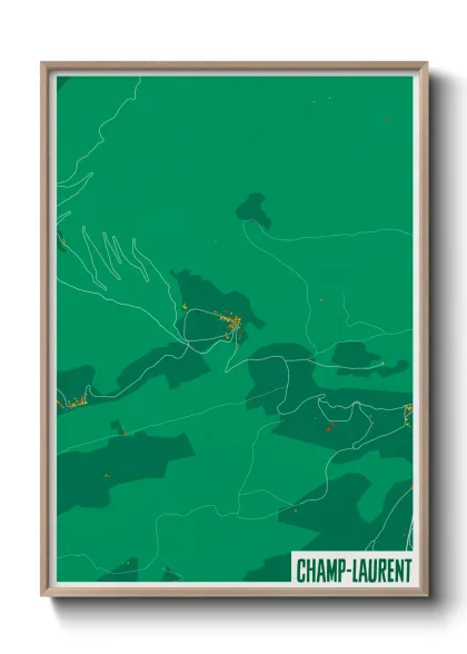Une affiche de carte sur Champ-Laurent