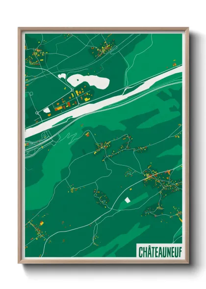 Une affiche de carte sur Châteauneuf