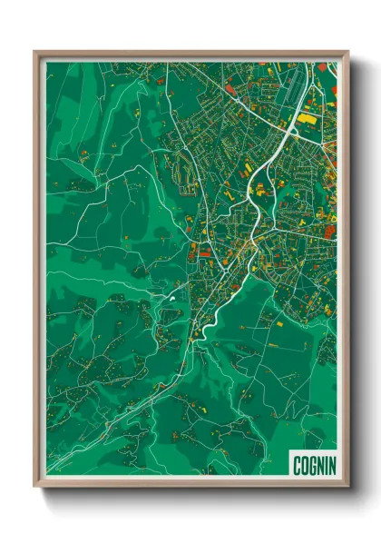 Une affiche de carte sur Cognin