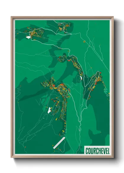 Une affiche de carte sur Courchevel