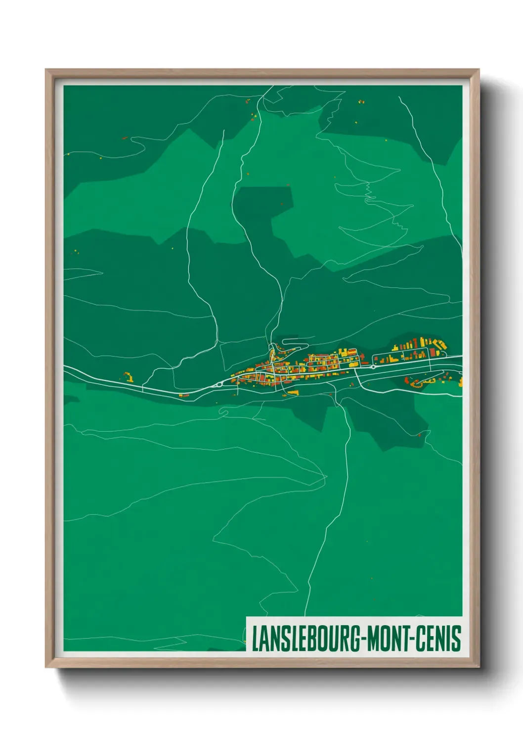 Un poster carte Lanslebourg-Mont-Cenis