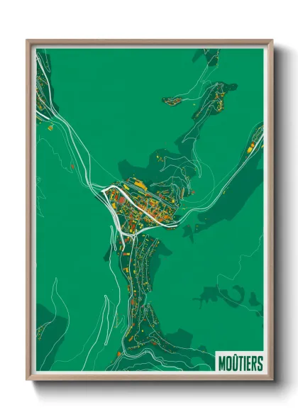 Une affiche de carte sur Moûtiers