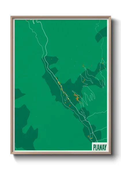 Une affiche de carte sur Planay