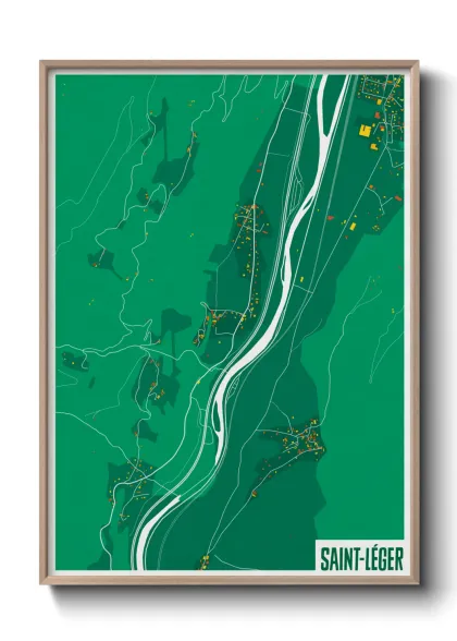 Une affiche de carte sur Saint-Léger