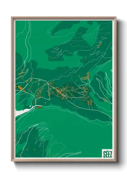 Une affiche de carte sur Séez