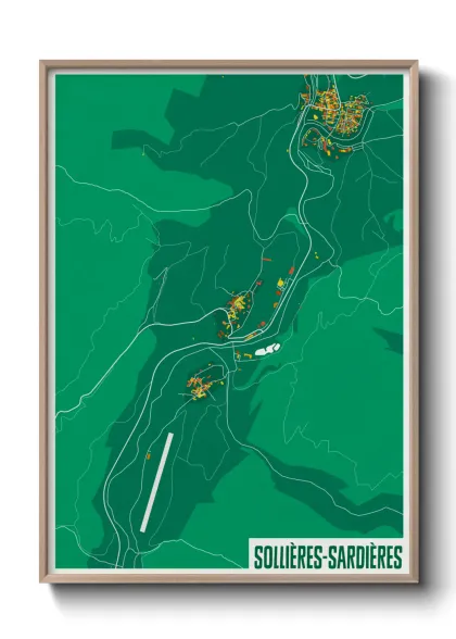 Une affiche de carte sur Sollières-Sardières