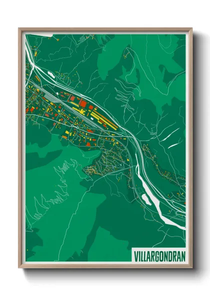 Une affiche de carte sur Villargondran