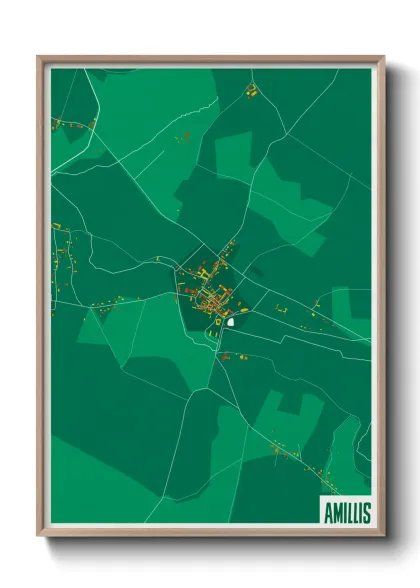 Une affiche de carte sur Amillis
