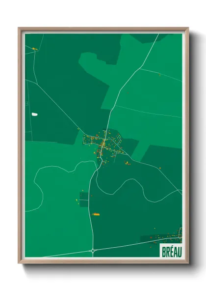 Une affiche de carte sur Bréau
