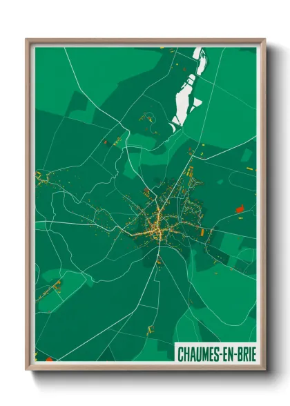 Une affiche de carte sur Chaumes-en-Brie