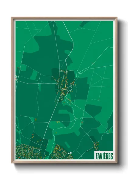 Une affiche de carte sur Favières