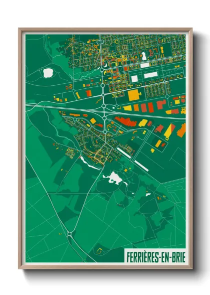 Une affiche de carte sur Ferrières-en-Brie