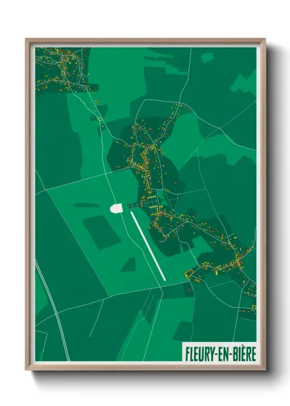 Une affiche de carte sur Fleury-en-Bière