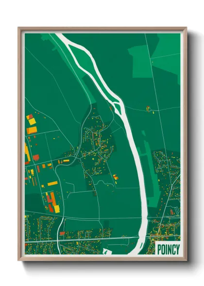 Une affiche de carte sur Poincy