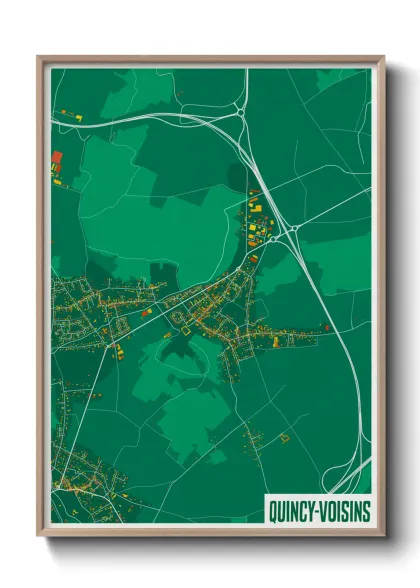 Une affiche de carte sur Quincy-Voisins