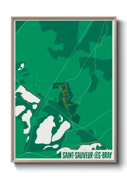 Une affiche de carte sur Saint-Sauveur-lès-Bray