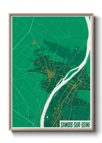 Une affiche de carte sur Samois-sur-Seine