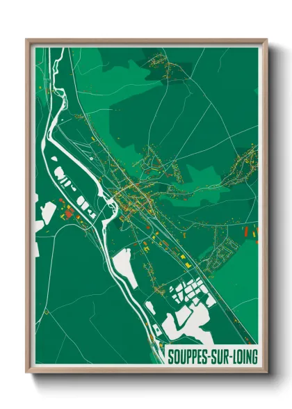 Une affiche de carte sur Souppes-sur-Loing