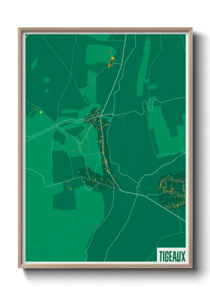 Une affiche de carte sur Tigeaux