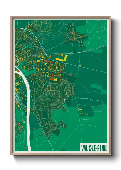 Une affiche de carte sur Vaux-le-Pénil