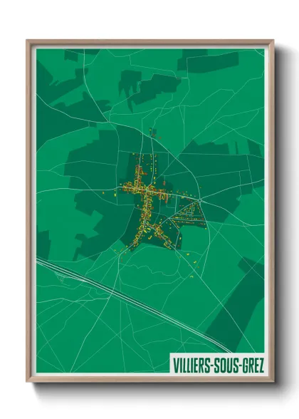 Une affiche de carte sur Villiers-sous-Grez