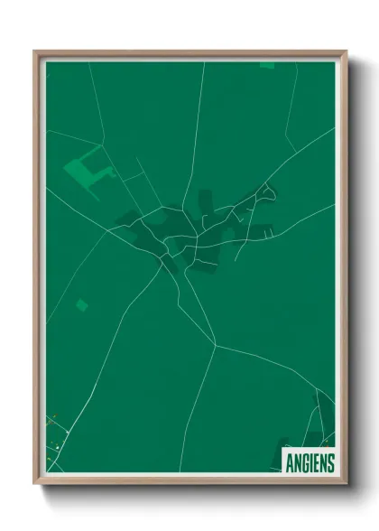 Une affiche de carte sur Angiens