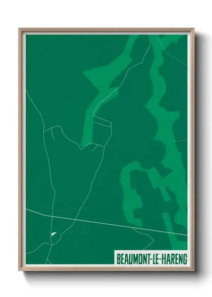 Une affiche de carte sur Beaumont-le-Hareng
