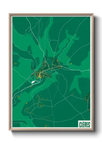 Une affiche de carte sur Clères