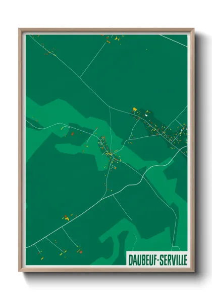 Une affiche de carte sur Daubeuf-Serville