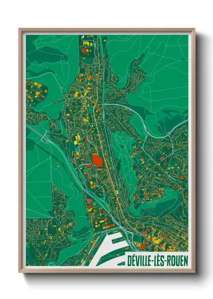Une affiche de carte sur Déville-lès-Rouen