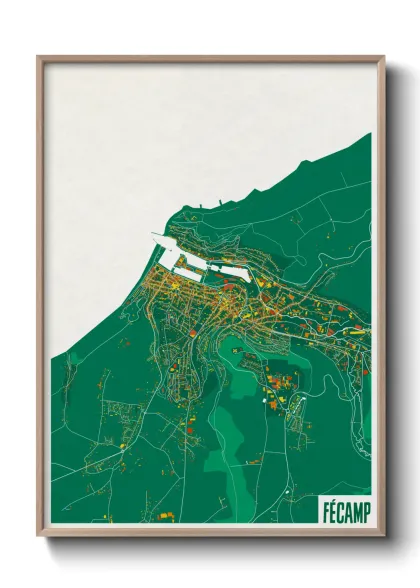 Une affiche de carte sur Fécamp