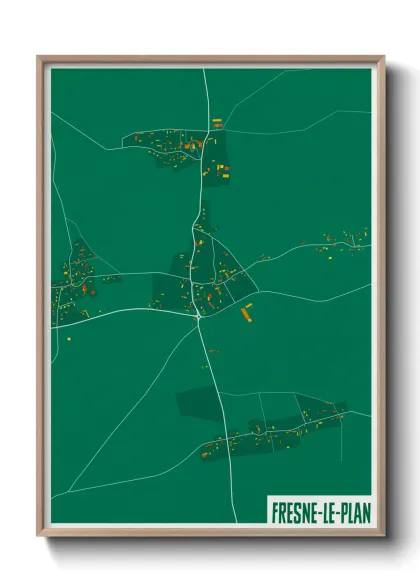 Une affiche de carte sur Fresne-le-Plan