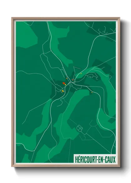 Une affiche de carte sur Héricourt-en-Caux