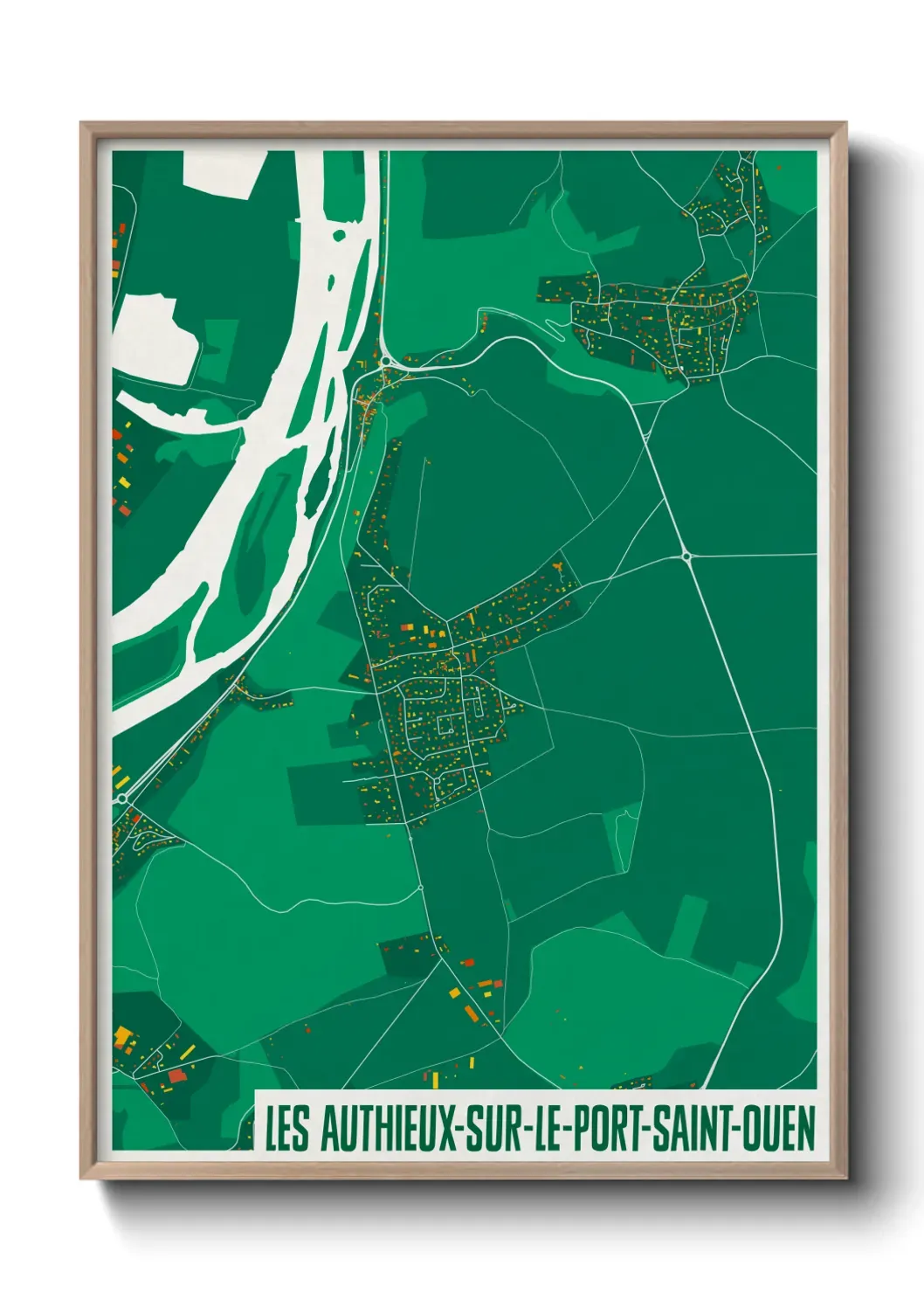 Un poster carte Les Authieux-sur-le-Port-Saint-Ouen