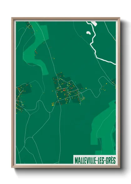 Une affiche de carte sur Malleville-les-Grès