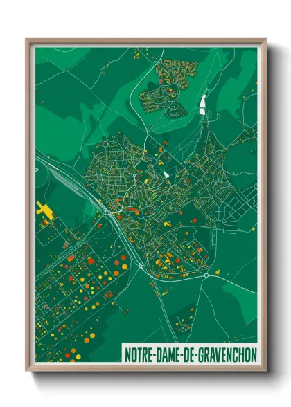 Une affiche de carte sur Notre-Dame-de-Gravenchon