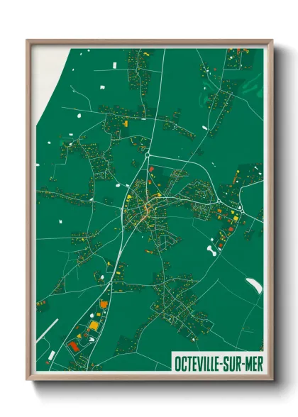 Une affiche de carte sur Octeville-sur-Mer