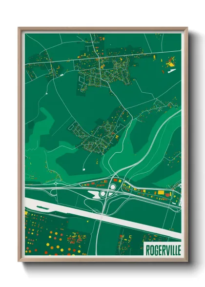 Une affiche de carte sur Rogerville